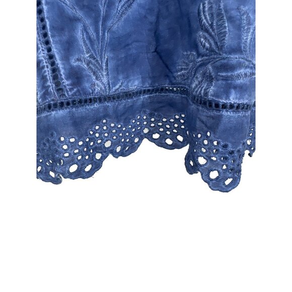 Soft Surrounding Blue Deidre Tunic Top Eyelet Embroidered Size L - Picture 2 of 9